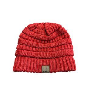 C.C. California Hat Cap Beanie Knit Winter Red Burgundy One-Size Women Lined